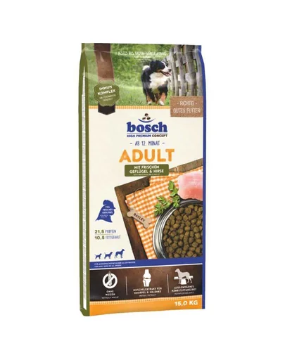 BOSCH Adult Hrana uscata pentru caini adulti, cu pasare si mei 15 kg