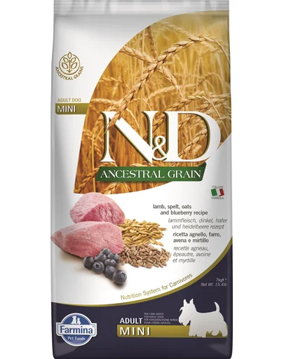 N&amp;D Low Grain mini Hrana uscata caini talie mica, cu miel si afine 7 kg