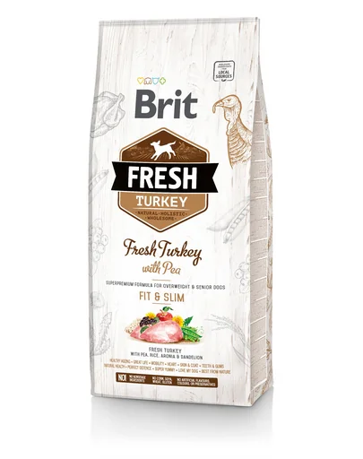 BRIT Fresh Light Fit&amp;Slim Hrana uscata caini adulti, cu mazare si curcan 2,5 kg