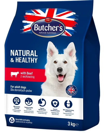BUTCHER'S Natural&Healthy hrana pentru caini adulti, cu vita 3 kg