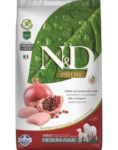 FARMINA N&D Prime Dog Adult Medium/Maxi Hrana uscata caini talie medie si mare, cu pui si rodie 2,5 kg