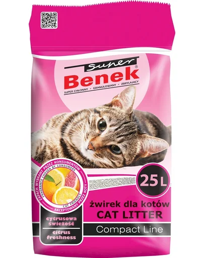 BENEK Super Compact Citrus Freshness nisip pentru litiera 25 L