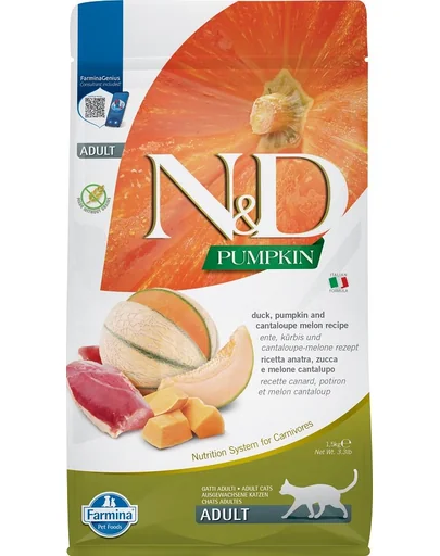 FARMINA N&D Pumpkin Hrana uscata pentru pisici adulte, cu rata si pepene galben, 1.5 kg