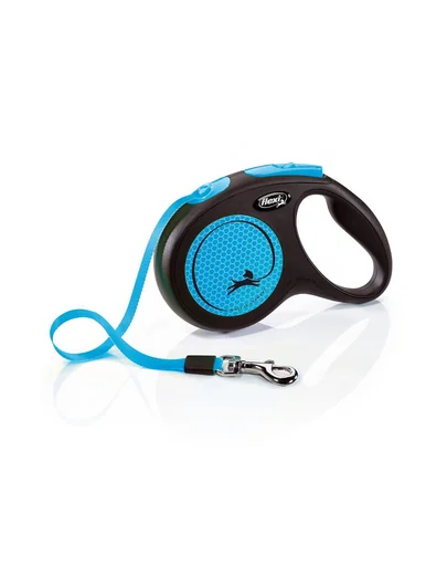 FLEXI New Neon lesa automata pentru caini, albastru, marimea M, 5 m