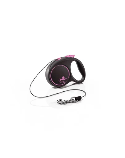 FLEXI Black Design lesa automata cu sir pentru caini, negru cu roz, marimea XS, 3 m