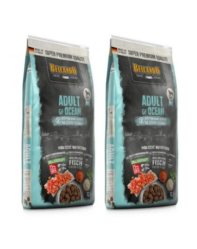 BELCANDO Adult Grain Free Ocean hrana uscata pentru cainii sensibili, cu pesti de ocean, talie M-XL 25 kg (2 x 12.5 kg)
