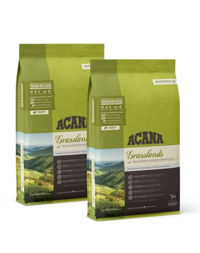 ACANA Grasslands Dog hrana uscata caini adulti, cu miel si rata 22,8 kg (2 x 11,4 kg)
