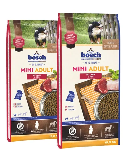 BOSCH Hrana uscata pentru caini adulti de talie mica, cu miel si orez  30 kg (2 x 15 kg)