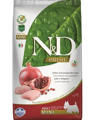 FARMINA N&amp;D Adult Mini Sac hrana uscata caini talie mica, cu pui și rodie 7 kg