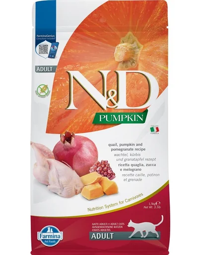 FARMINA N&amp;D Adult Cat Hrana uscata fara cereale pentru pisici adulte, cu prepelita si rodie 1.5 kg