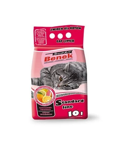 BENEK Super Standard Citrus Freshness nisip pentru litiera, miros citric 5 l x 2 (10 l)