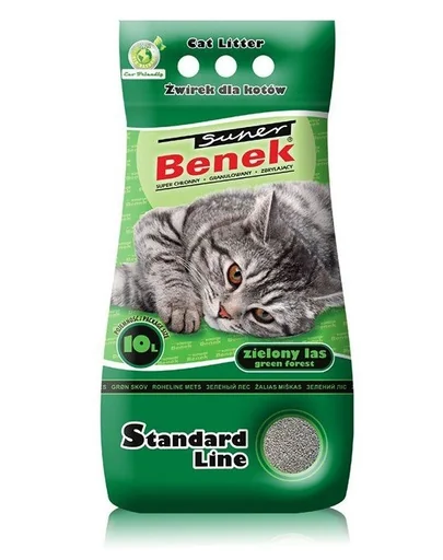 BENEK Super Standard Green Forest nisip pentru litiera, miros de pin 10 L x 2 (20 l)