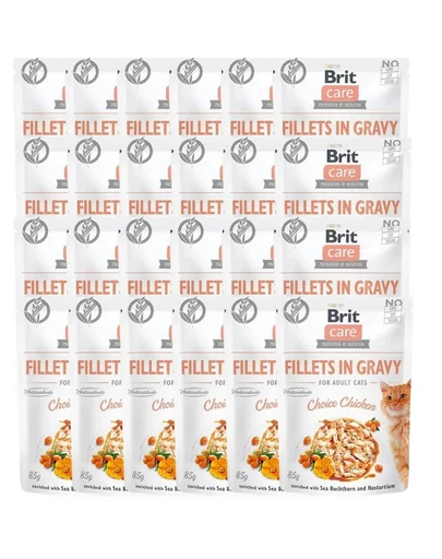 BRIT Care Fillets in gravy Hrana umeda pentru pisici adulte, pui in sos 24 x 85 g