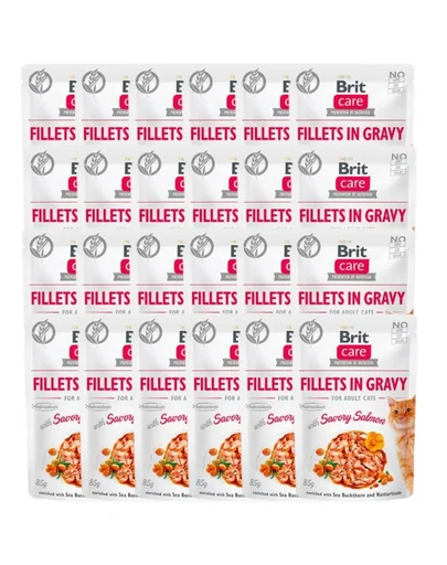 BRIT Care Fillets in gravy savory salmon Hrana umeda pentru pisici adulte, cu somon in sos 24 x 85 g
