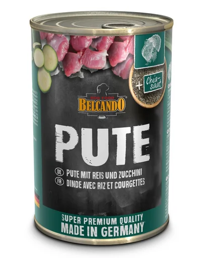 BELCANDO Super Premium hrana umeda caini, cu curcan si orez 400 g