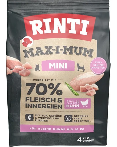 RINTI MAX-I-MUM Mini Adult Chicken hrana uscata caini adulti de talie mica, cu pui 4 kg