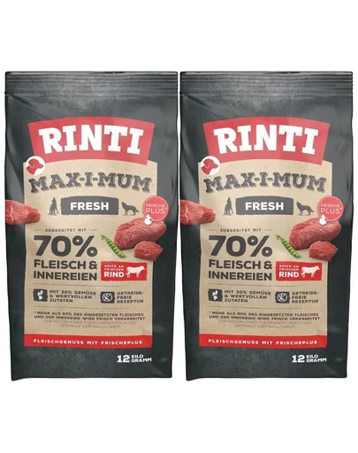 RINTI MAX-I-MUM Beef hrana uscata caini adulti, cu vita 2 x 12 kg