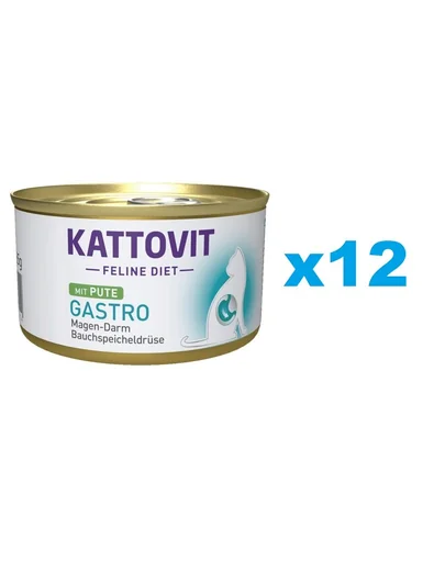 KATTOVIT Feline Diet Gastro Turkey hrana umeda dietetica pentru pisici cu afectiuni gastrointestinale, curcan 12 x 85 g