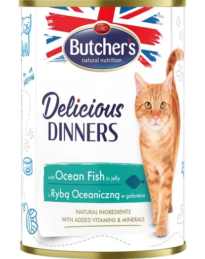 BUTCHER'S Delicious Dinners hrana umeda pisici, peste in jeleu, conserva 400g