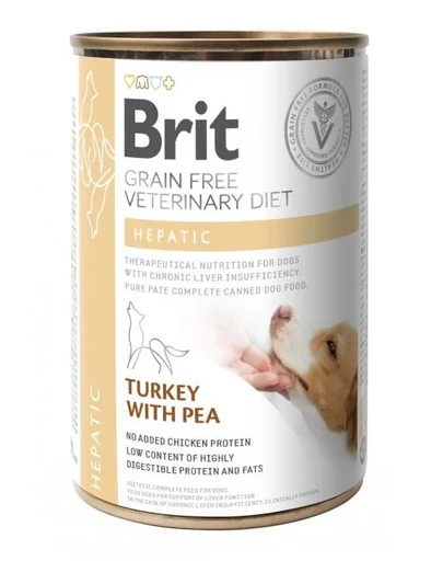 BRIT Veterinary Diet Hepatic Turkey&amp;Pea hrana umeda pentru afectiuni hepatice pentru caini 400 g