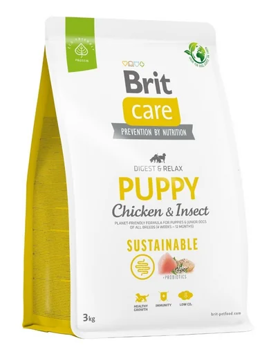 BRIT Care Sustainable Puppy 3 kg Hrana uscata pentru catei, cu pui si insecte