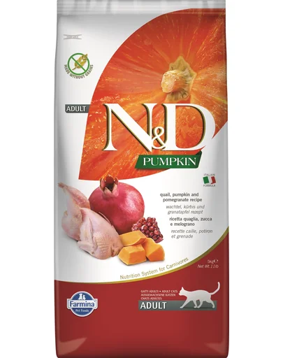 FARMINA N&amp;D Pumpkin Cat Adult Hrana uscata pentru pisici adulte, cu prepelita si rodie 5 kg