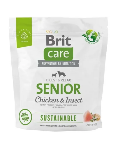 BRIT CARE Sustainable Senior Chicken &amp; Insect hrana caini seniori 1 kg cu pui si insecte