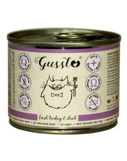 GUSSTO Cat Fresh Turkey &amp; Duck curcan si rata, hrana pisici 6x200 g