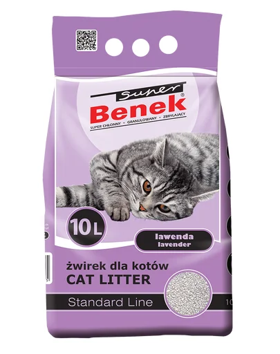 BENEK Super Standard lavanda 10 l x 2 (20 l) nisip pentru litiera pisici