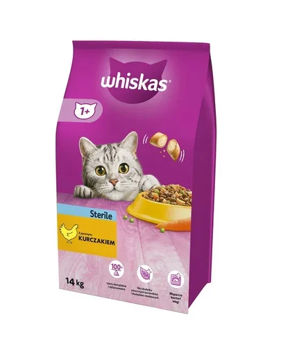 WHISKAS Sterile 2x14kg hrana uscata pisici sterilizate, cu pui