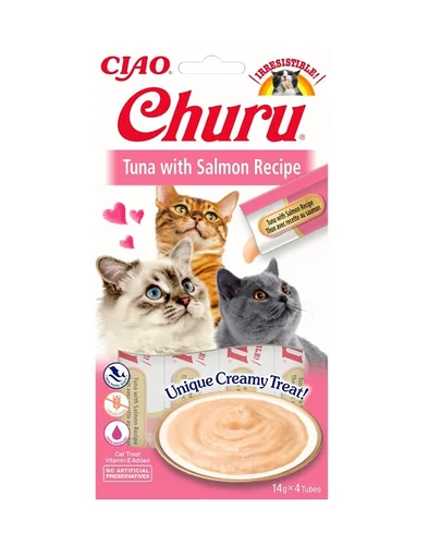 INABA Churu Cat Recompensa pentru pisici, piure cu ton si somon 56 g