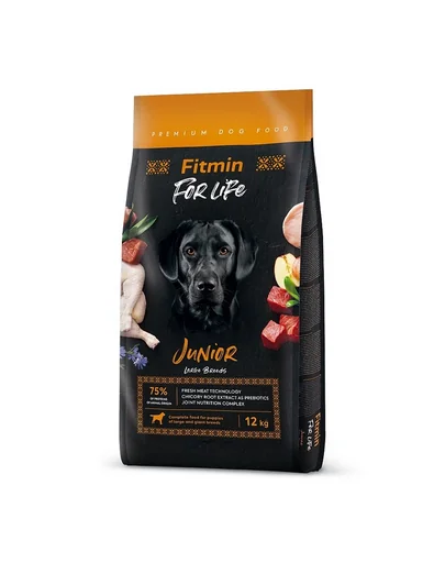 FITMIN Dog For Life Junior Large breed 12kg Hrana catei talie mare