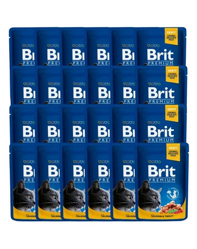BRIT Premium Cat Adult somon si pastrav pentru pisici, pliculete 24x100g