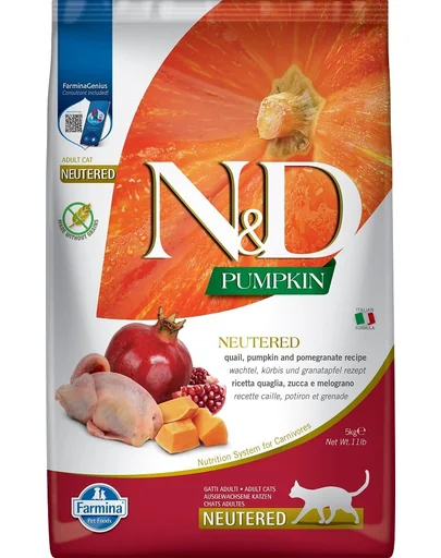 FARMINA N&amp;D Pumpkin Quail &amp; Pomegranate Cat Neutered hrana pentru pisici sterilizate 10 kg