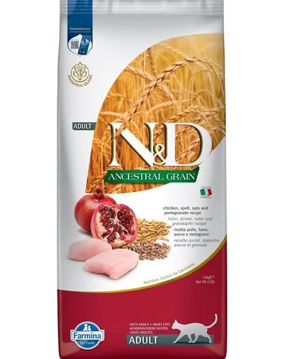 FARMINA N&D Ancestral Adult Cat 10 kg Hrana pisici, cu pui, spelta, ovaz si rodie