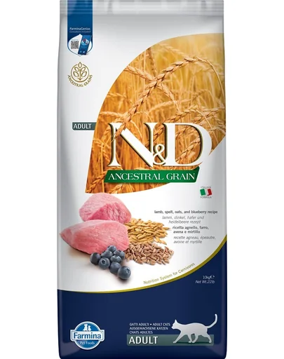 FARMINA N&D Ancestral Adult Cat 10 kg Sac hrana uscata pentru pisici adulte, cu miel, spelta, ovaz si afine