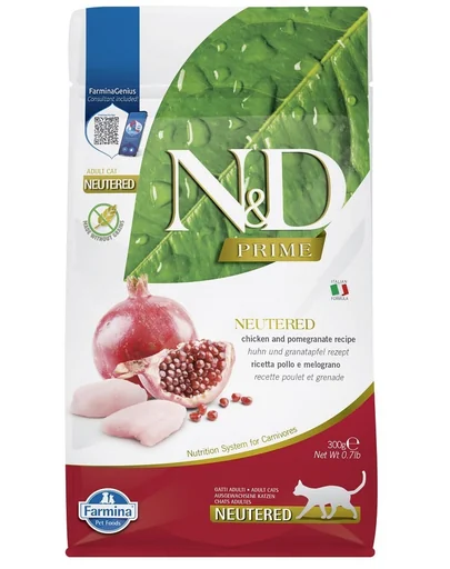 FARMINA N&D Prime Adult Cat Neutered Chicken&Pomegranate 300g Hrana pisici sterilizate, cu pui si rodie
