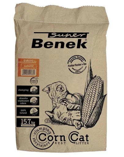 BENEK Super Corn Cat Asternut din porumb pentru litiera 25 l (15,7 kg)