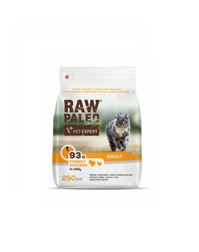VETEXPERT Raw Paleo Adult Cat Turkey&amp;Chicken Hrana pisici adulte, cu pui si curcan 250 g