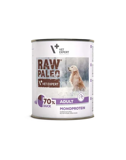 VETEXPERT Raw Paleo Duck Adult Can 800g Conserva hrana caine, cu rata