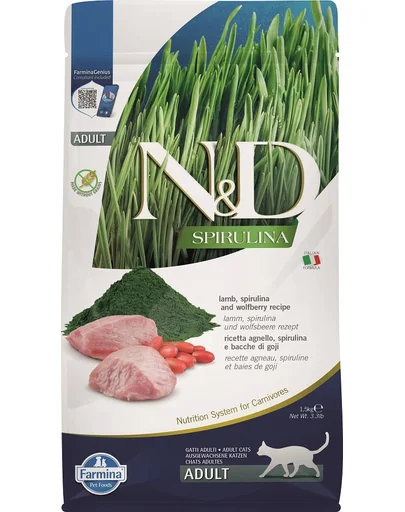 FARMINA N&amp;D Spirulina Cat Adult Lamb &amp; Wolfberry 1,5 kg Hrana uscata pisici, cu miel si spirulina