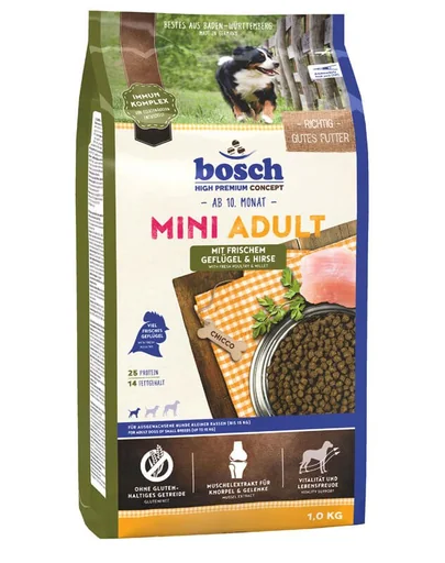 BOSCH Mini Adult Hrana uscata caini talie mica pasare si mei 1 kg