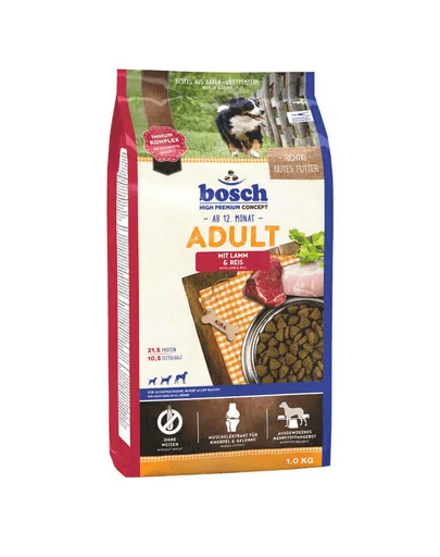 BOSCH Hrana uscata pentru caini adulti, cu miel si orez  1 kg