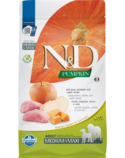 FARMINA N&amp;D Pumpkin Adult Medium&amp;Maxi Hrana uscata caini, cu mistet si mar 2.5 kg