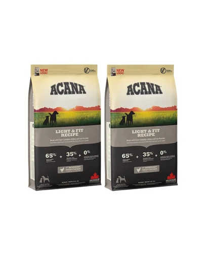 ACANA Light &amp; Fit Dog hrana uscata caini adulti supraponderali 4 kg (2 x 2 kg)