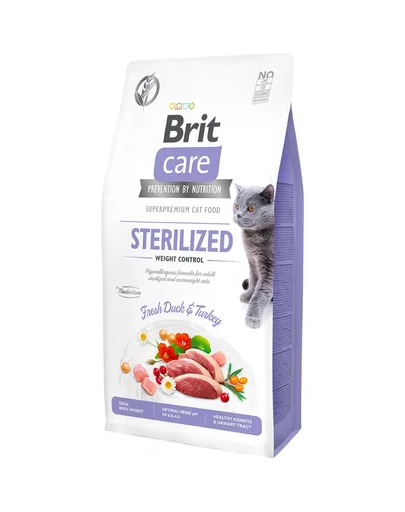BRIT Care Cat Grain-Free Sterlized Weight Control hrana uscat pisici sterilizate,supraponderale, rata si curcan 2 kg