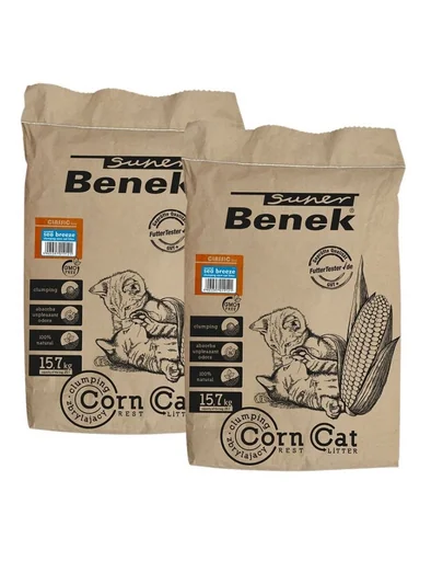 BENEK Super Corn Cat Asternut igienic pentru litiera, din porumb, briza marii 25 l x 2 (50 l)