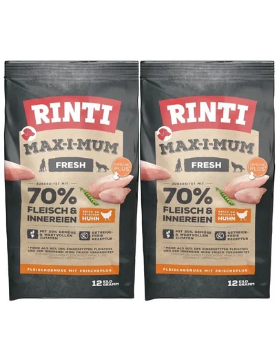 RINTI MAX-I-MUM Chicken hrana uscata caini adulti, cu pui 2 x 12 kg