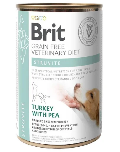 BRIT Veterinary Diet Struvite Turkey&Pea afectiuni tract urinar, pentru caini 400 g
