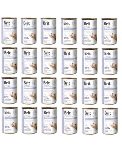 BRIT Veterinary Diet Gastrointestinal Salmon&Pea sistem digestiv sensibil la caini 24x400 g hrana dietetica
